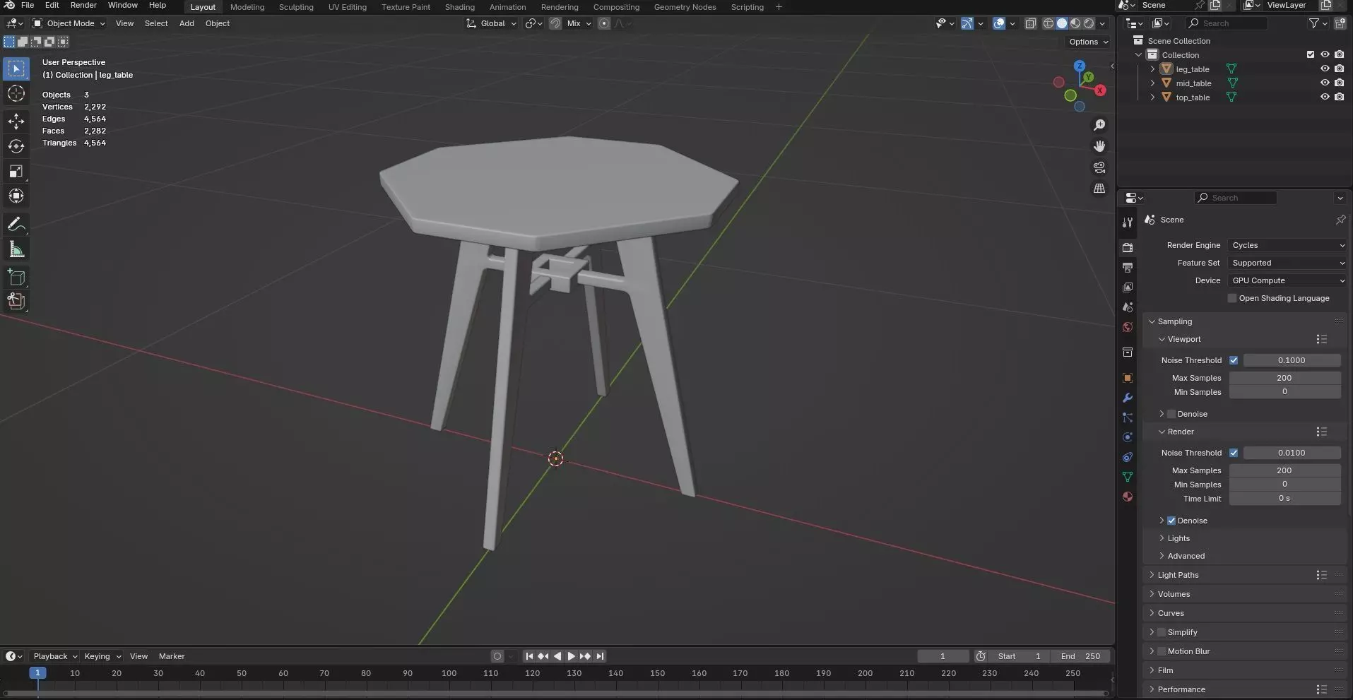 Octagon Table CG43 3D model_7