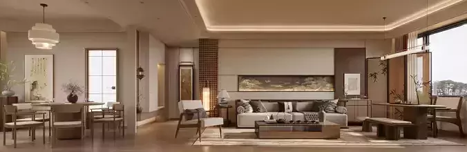 Chinese Song - style living and dining room