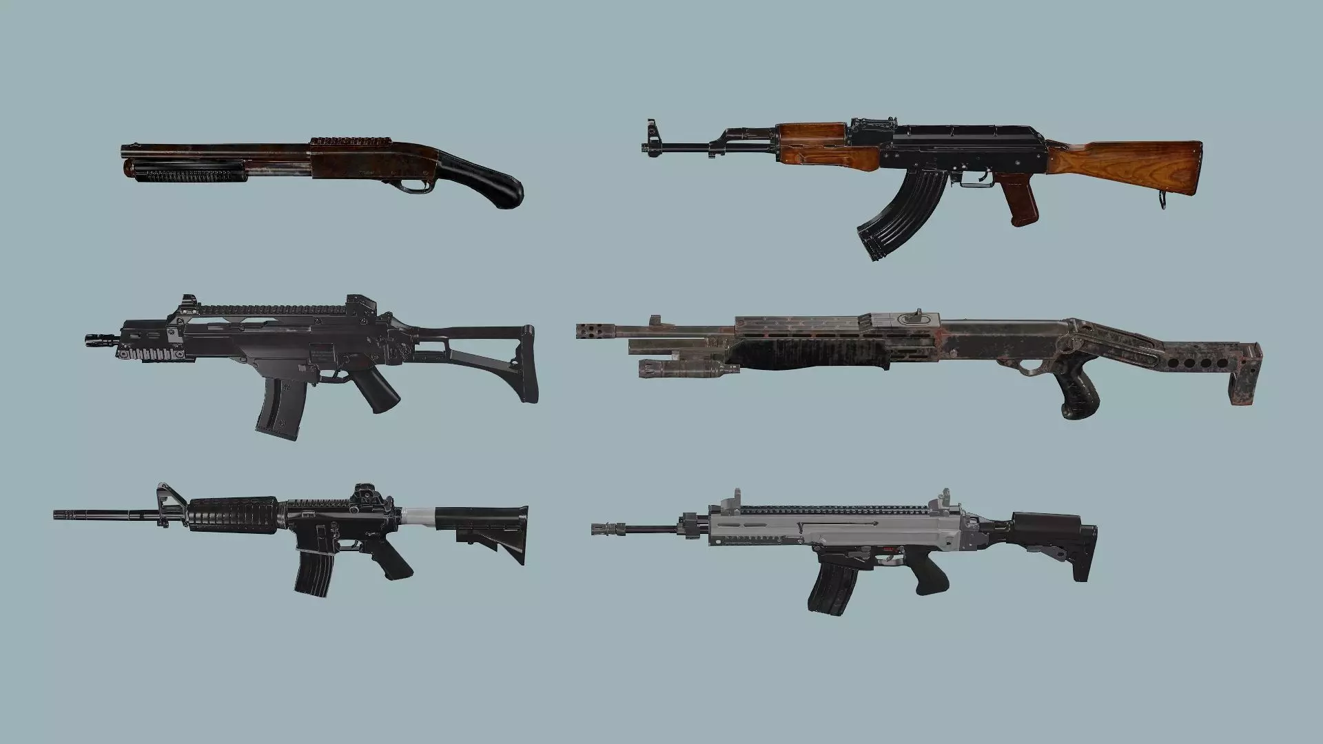 Weapon Pack Exclusive 6 Models Low-poly 3D Model Low-poly 3D model_2
