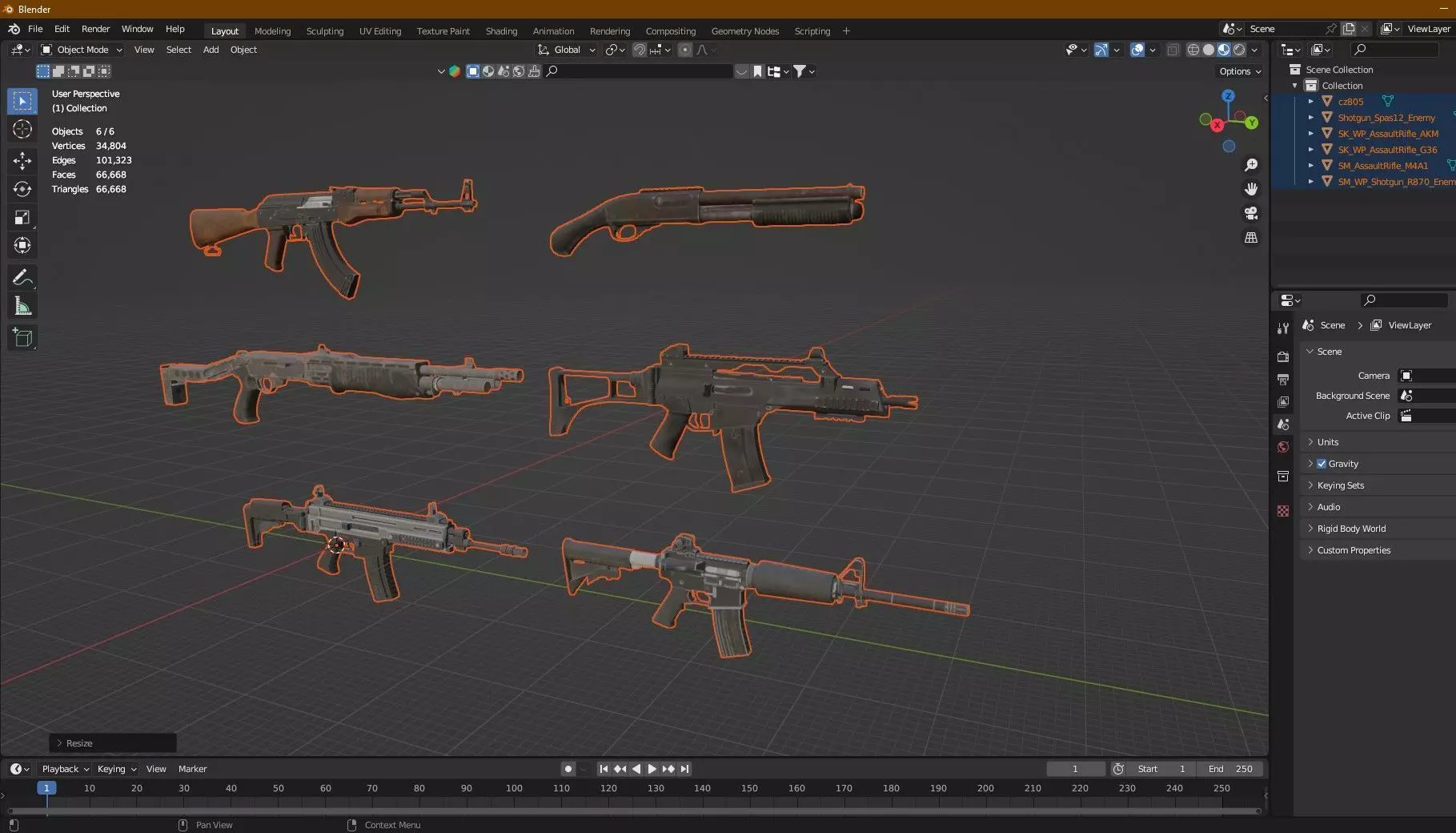 Weapon Pack Exclusive 6 Models Low-poly 3D Model Low-poly 3D model_25