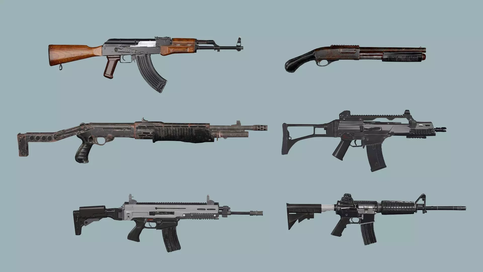 Weapon Pack Exclusive 6 Models Low-poly 3D Model Low-poly 3D model_4