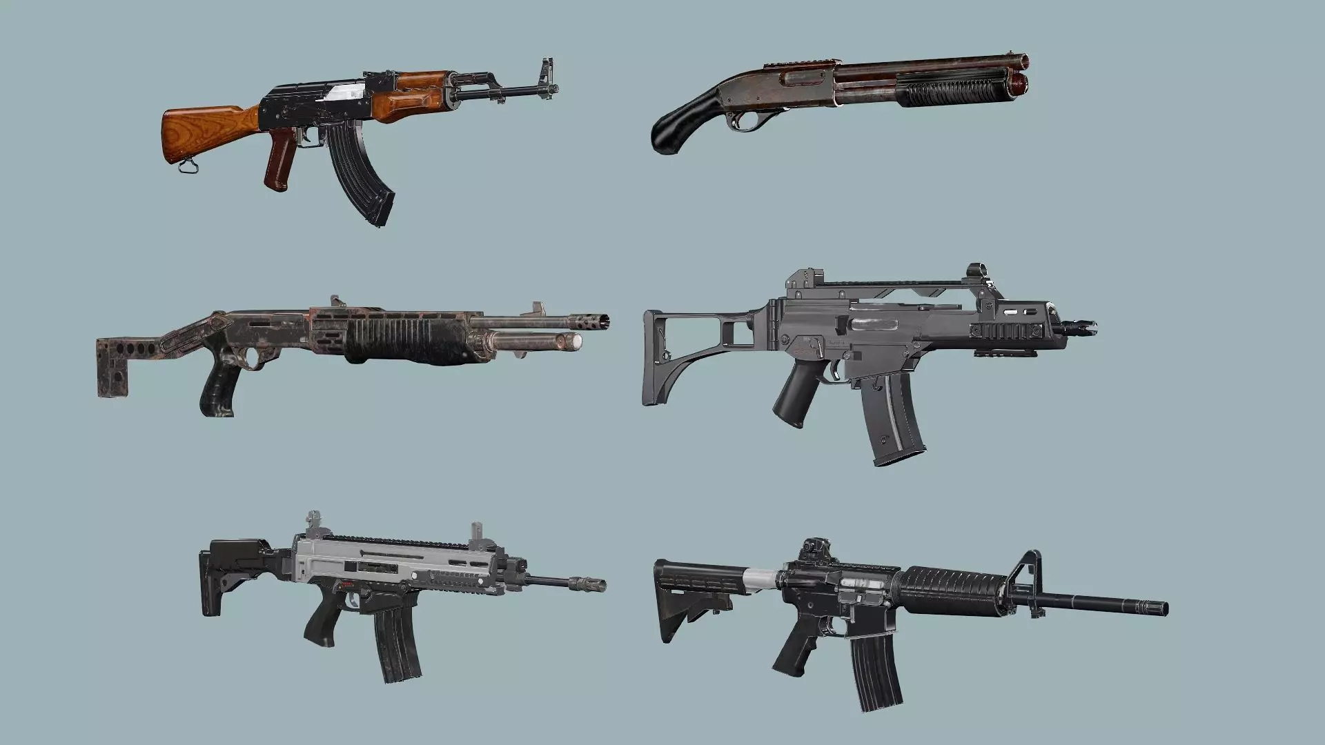 Weapon Pack Exclusive 6 Models Low-poly 3D Model Low-poly 3D model_1