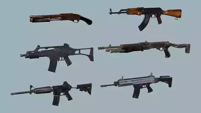 Weapon Pack Exclusive 6 Models Low-poly 3D Model