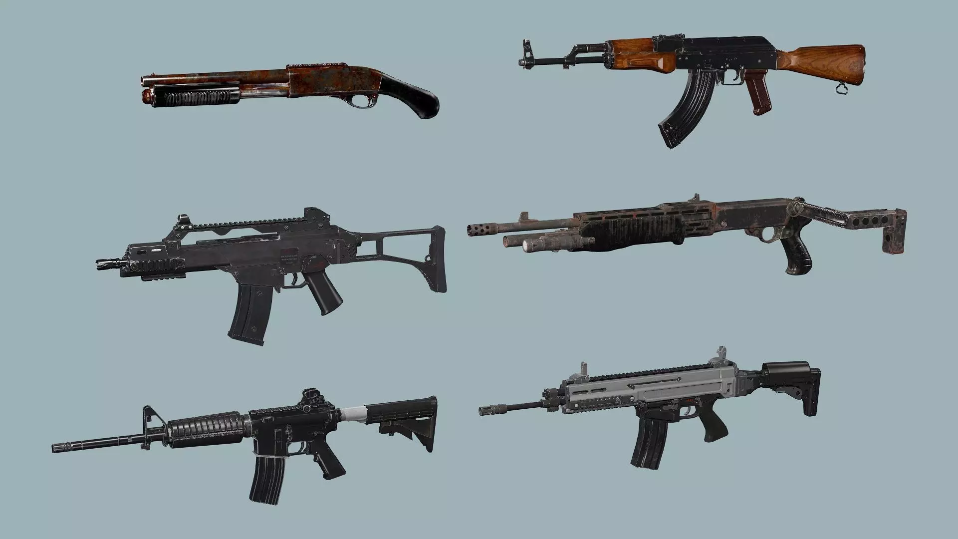 Weapon Pack Exclusive 6 Models Low-poly 3D Model Low-poly 3D model_0
