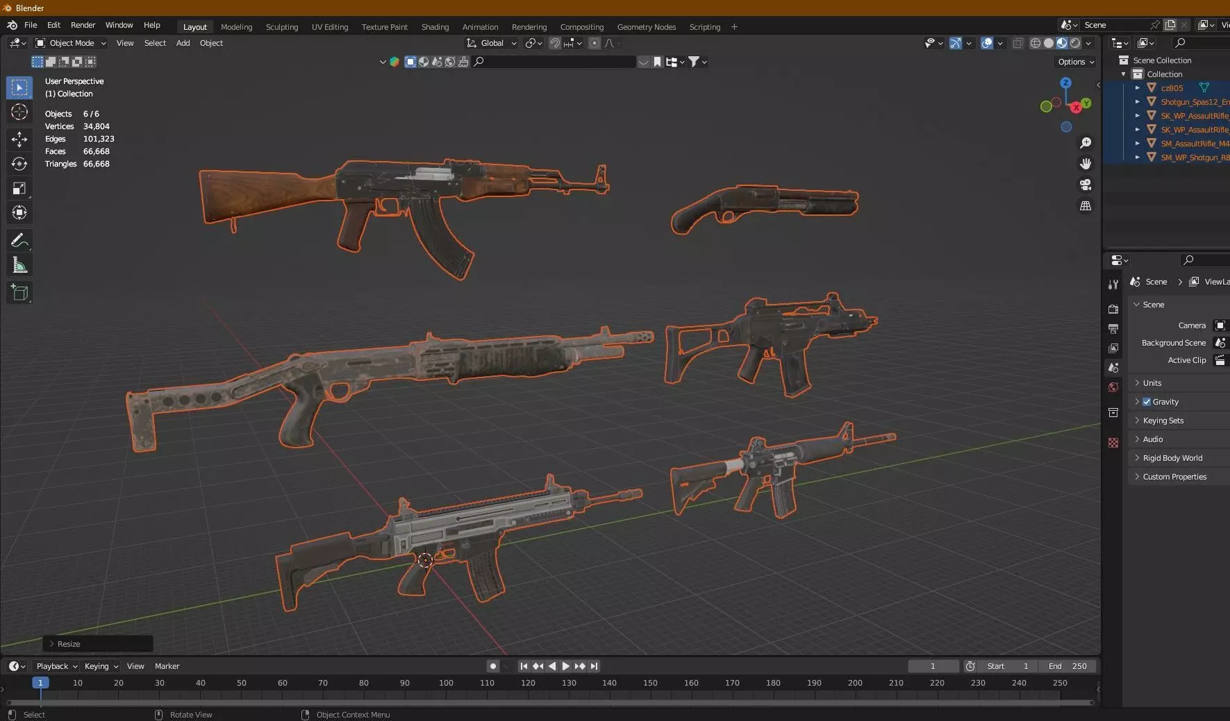 Weapon Pack Exclusive 6 Models Low-poly 3D Model Low-poly 3D model_24