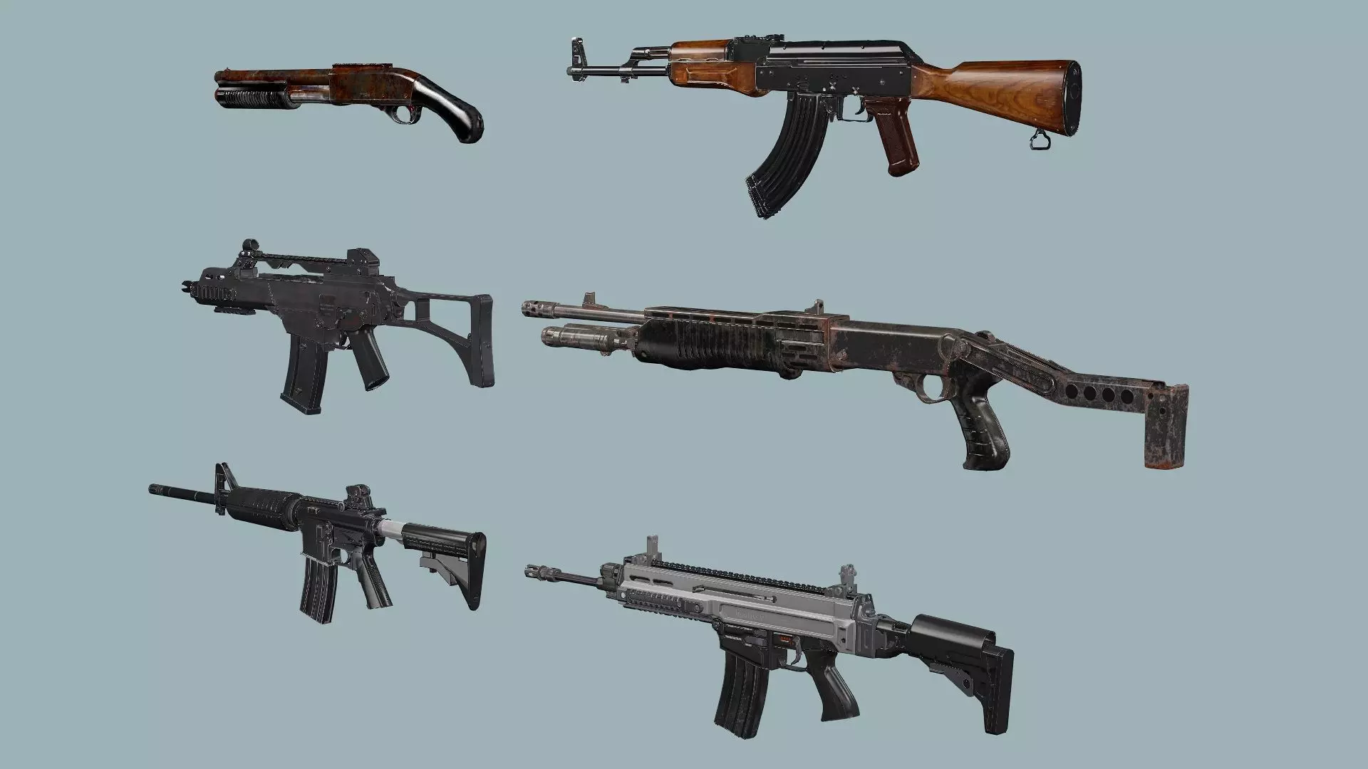 Weapon Pack Exclusive 6 Models Low-poly 3D Model Low-poly 3D model_3