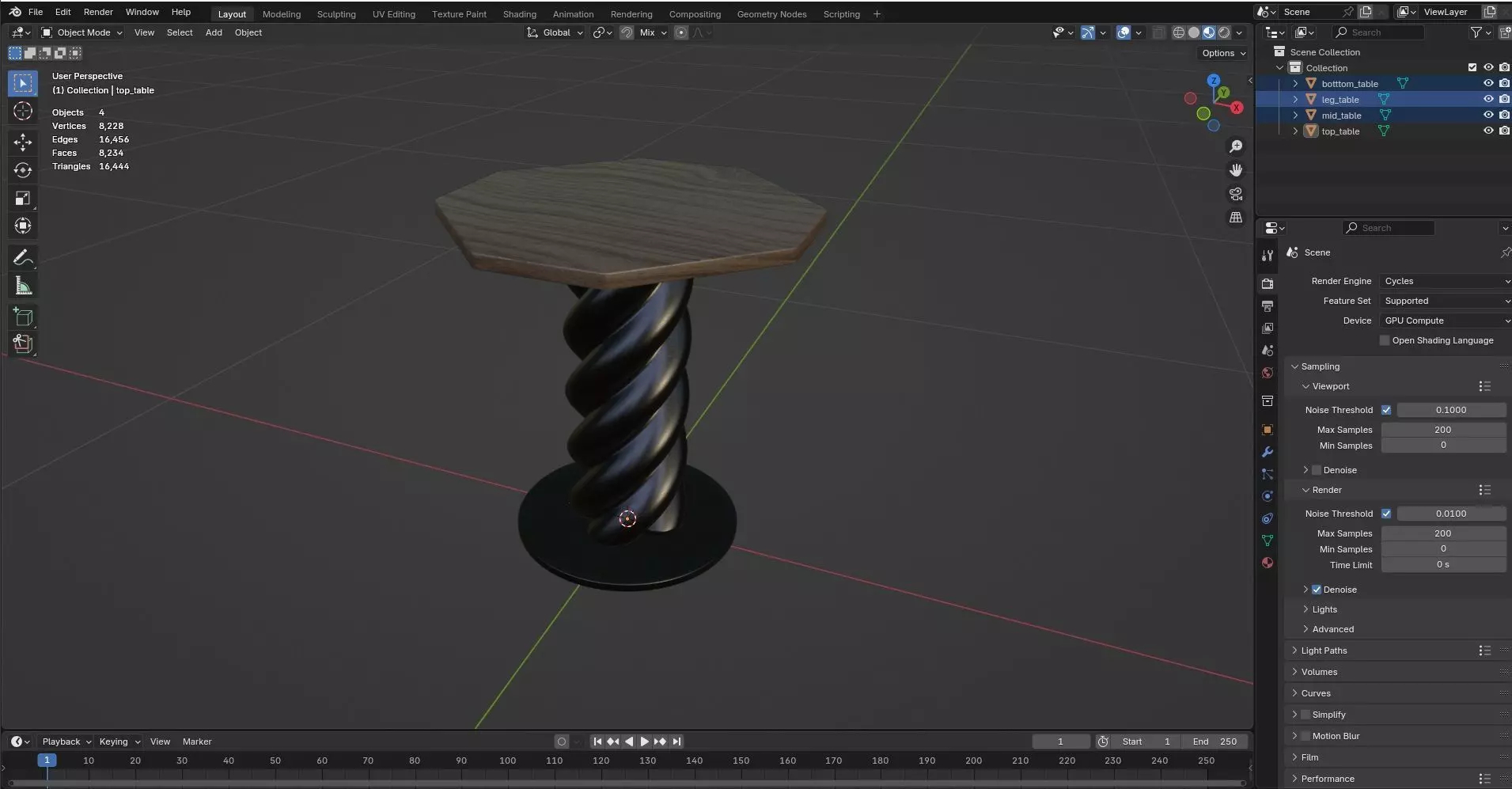Octagon Table CG49 3D model_8