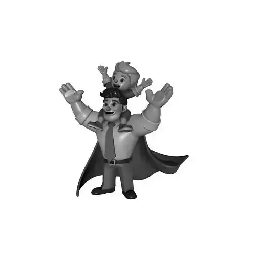 Father Day 3D Printed Dad and Son Love 