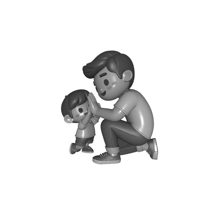 Father Day 3D Printed Dad and Son Love Sculpture Gift 3D print model_0