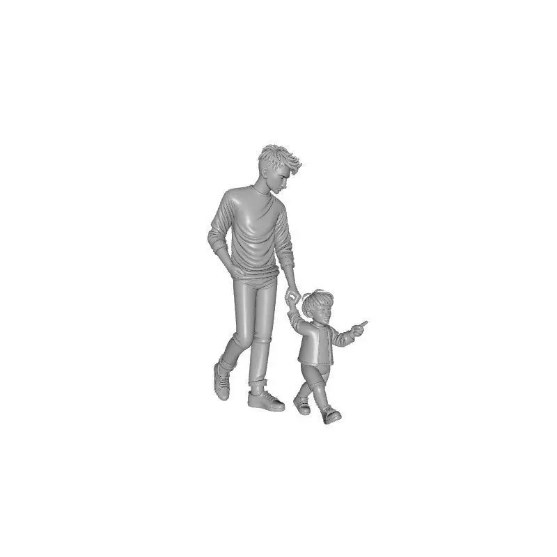 Father Day 3D Printed Dad and Son Love Sculpture Gift 3D print model_0