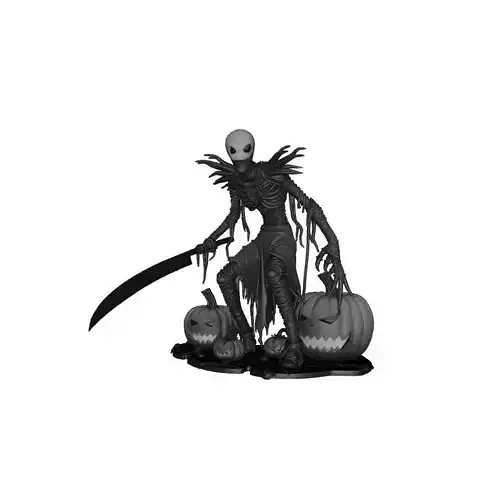 Halloween Skull with Sword 3D Printed Gothic Display Sculpture