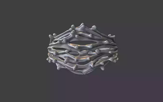 nature inspired branches silver ring v2