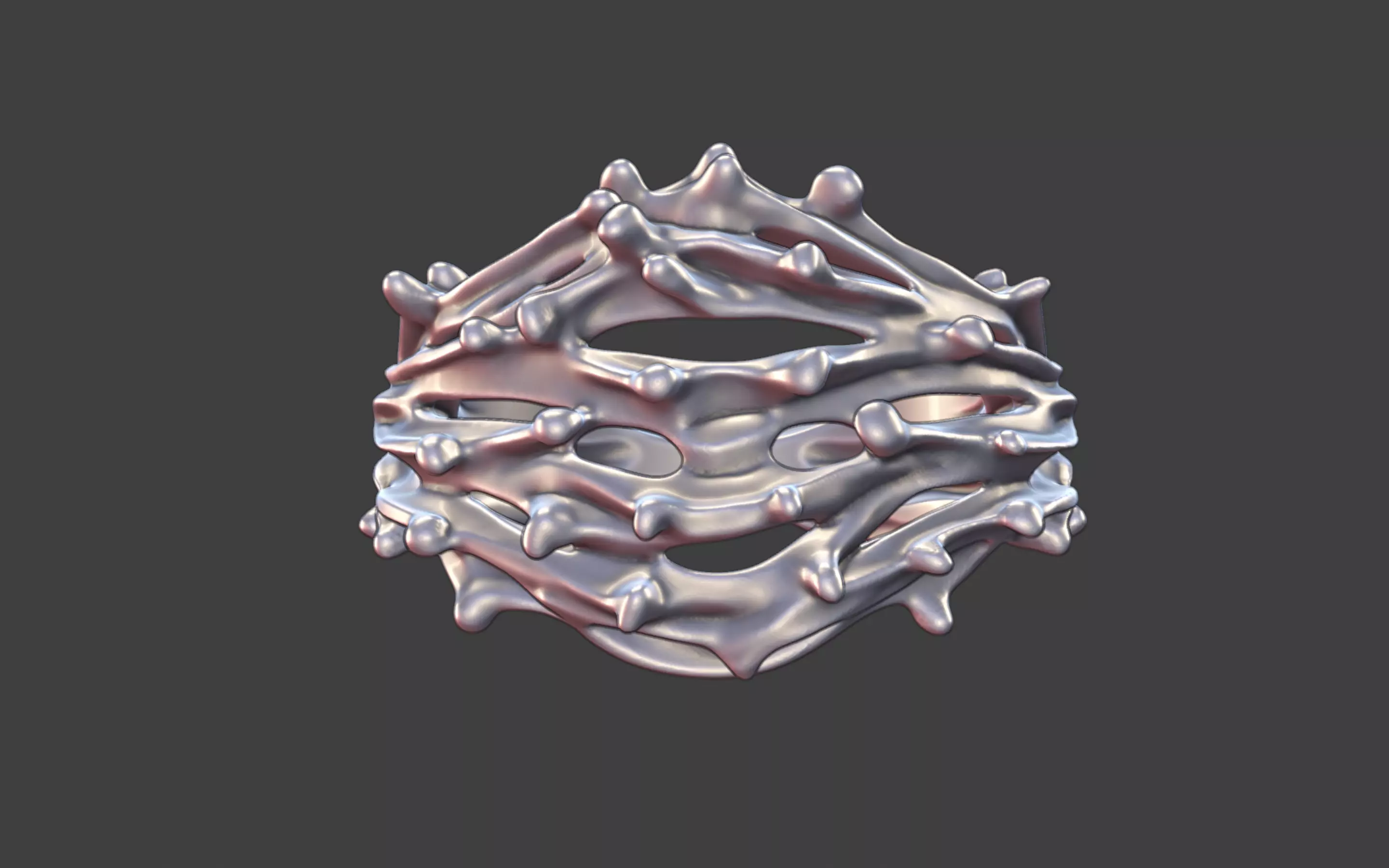 nature inspired branches silver ring v2 3D print model