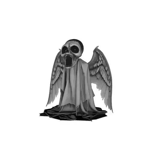 Halloween Skull in Ghost Dress with Angel Wings Figurine