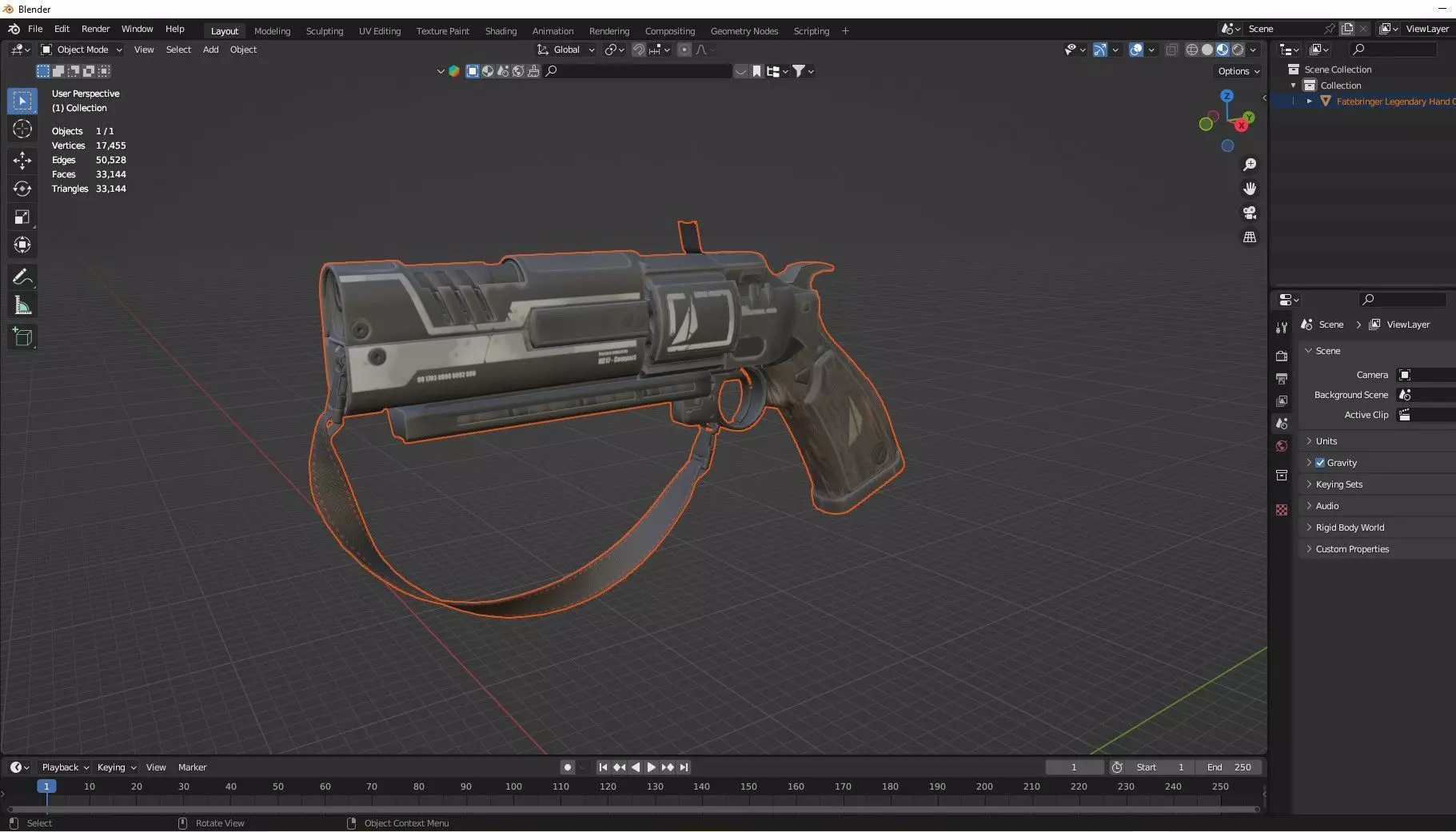 Fatebringer Legendary Hand Cannon 3D Model Low-poly 3D model_8
