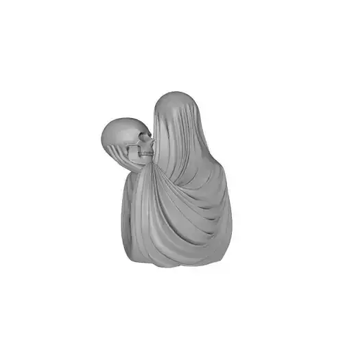 Ghost Holding Skull 3D Printed Horror Halloween Display Statue 3D print model