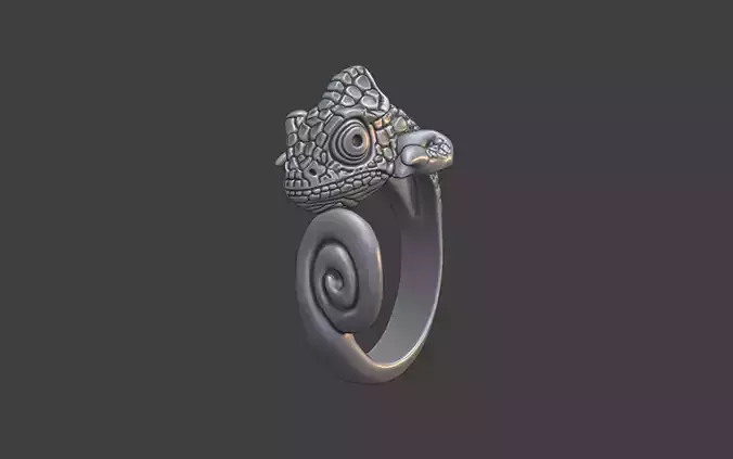 chameleon lizard silver ring 