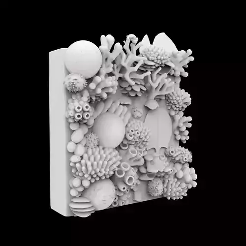Coral Reef Wall Art Panel 3D Printable Model v-
