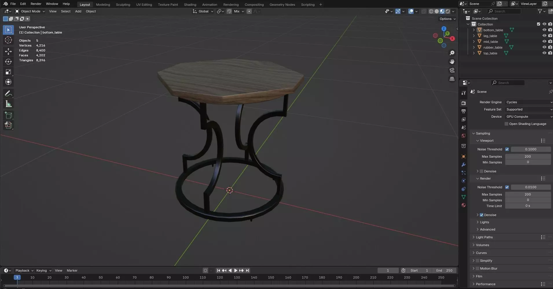 Octagon Table CG61 3D model_8
