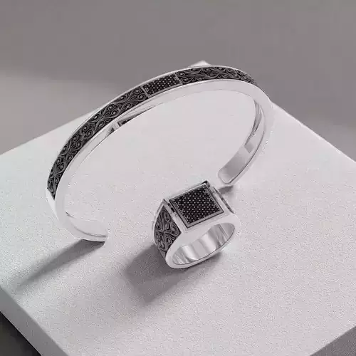 Mens Ring and Bracelet -Jewelry 3D - AN-PS-657 3D print model