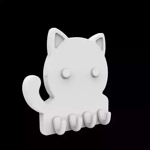 Cute Cat Key Holder 3D Printable Model 