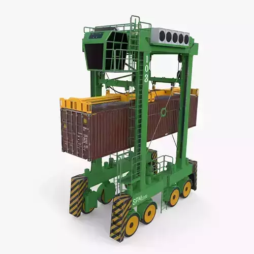 Port Container Straddle Carrier Crane V4 3D model