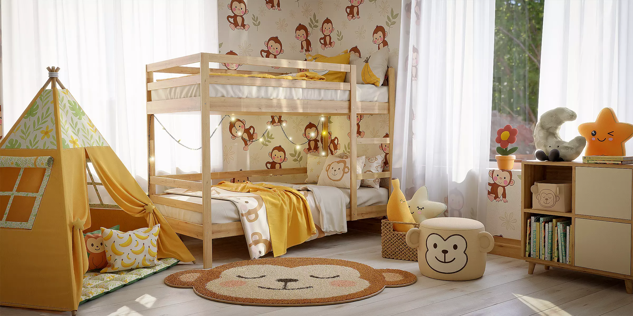 Monkey Kids Room - 3D Interior Scene 3D model