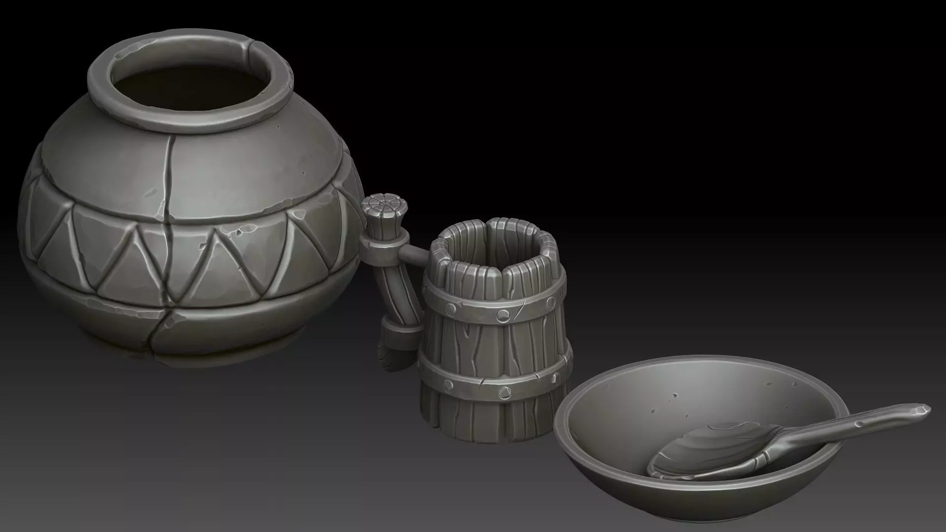 Stylized dishes 3D model_0