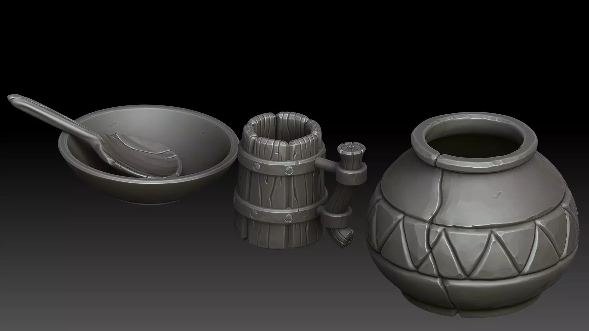 Stylized dishes 3D model_2
