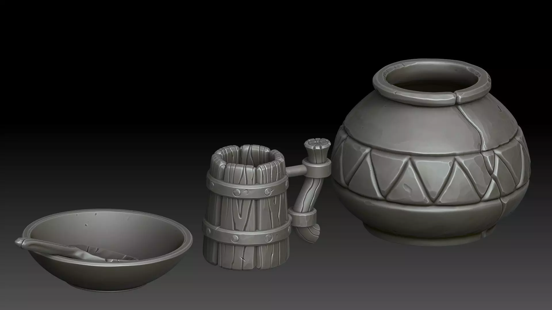 Stylized dishes 3D model_1
