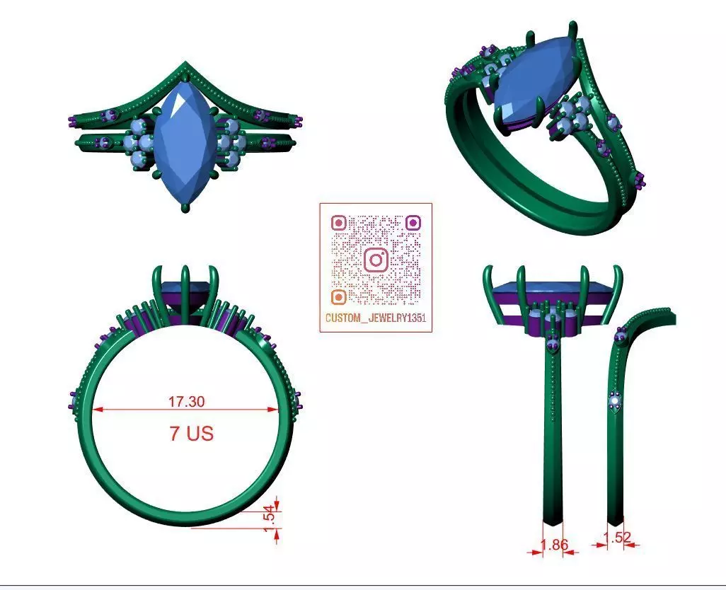 Solitaire ring 3D print model_5