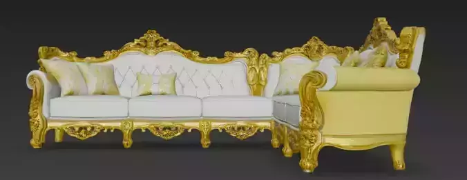 Golden Sofa Set L Shape 3d Model