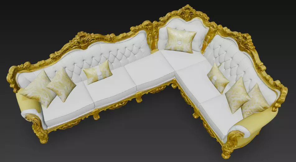 Golden Sofa Set L Shape 3d Model 3D model_4