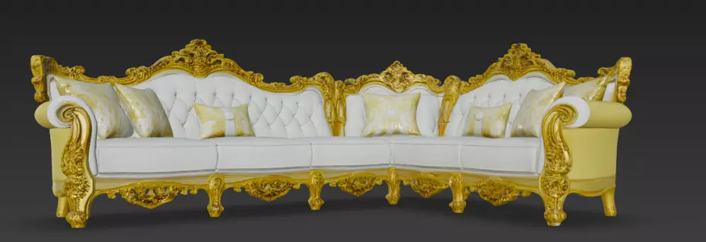 Golden Sofa Set L Shape 3d Model 3D model_1