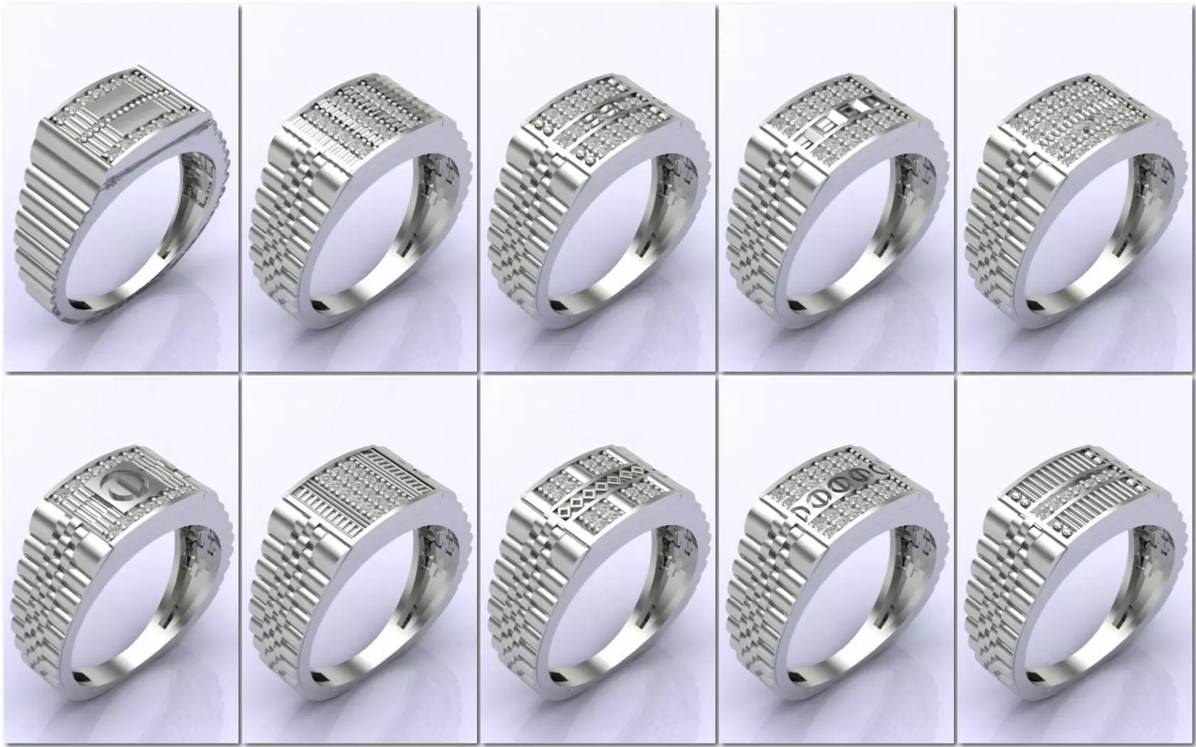 61 STL 3DM Collection Rolex Model Mens Jewelry Printable Rings 3D print model