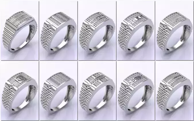 61 STL 3DM Collection Rolex Model Mens Jewelry Printable Rings 3D print model