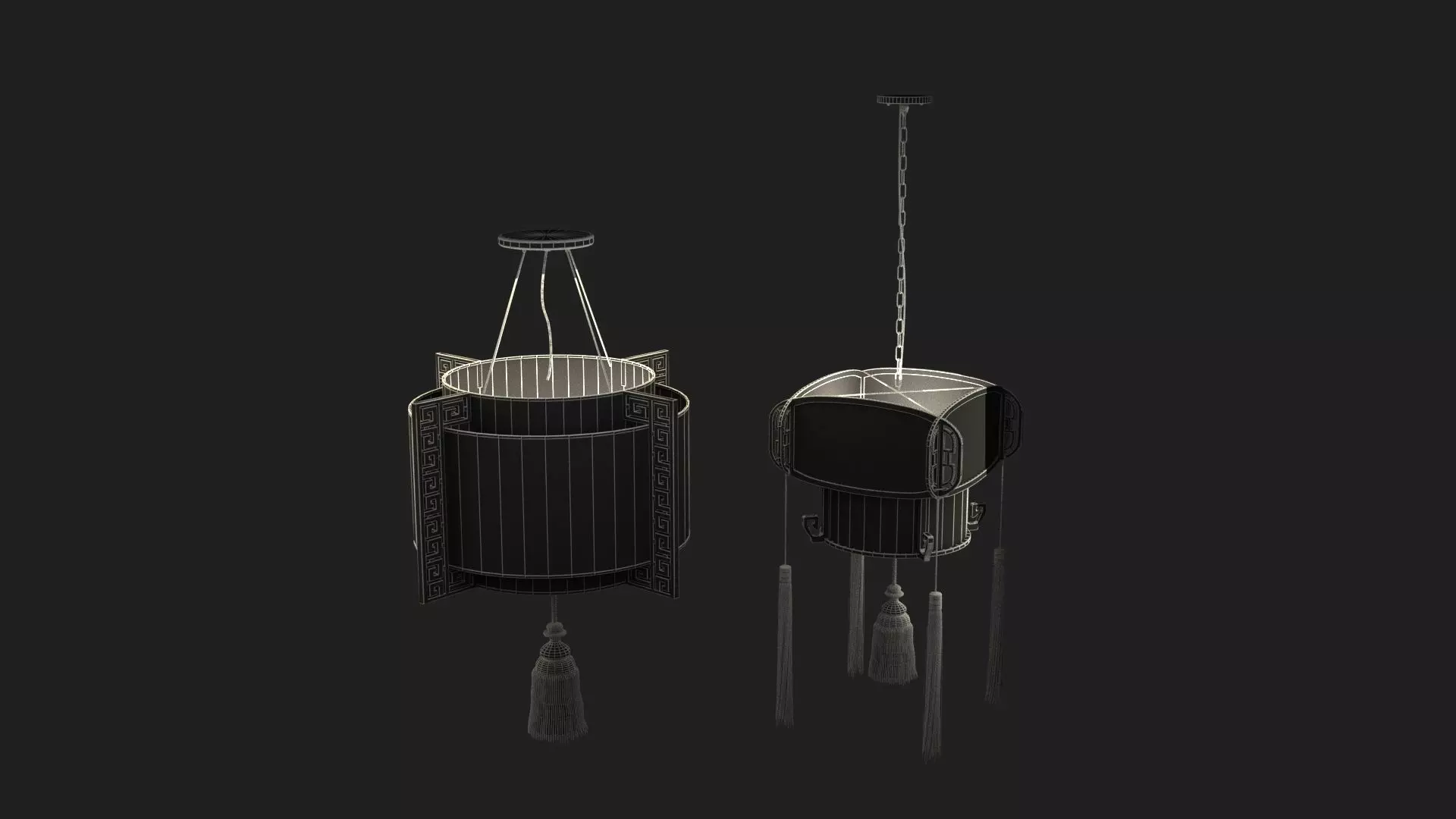 Chinese Red palace Lantern  Low-poly 3D model_9