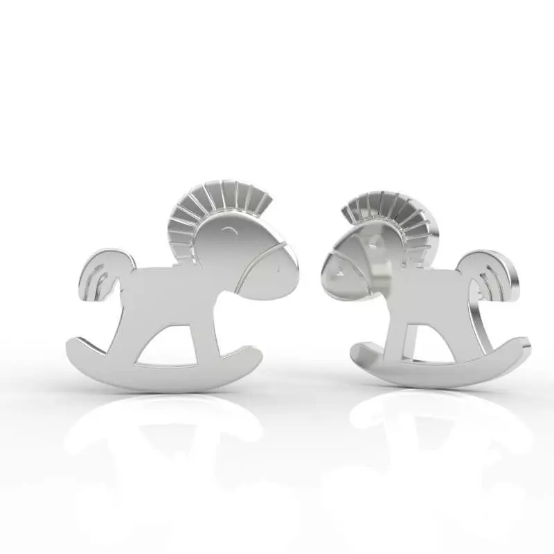 Premium Rocking Horse Stud Earrings Jewelry File 3D print model