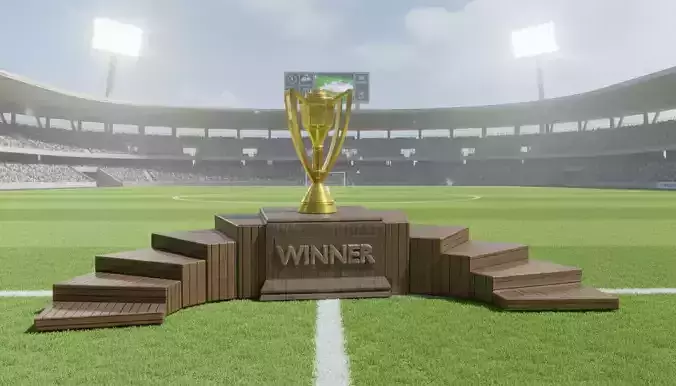 premium Winner Podium with Gold Trophy set