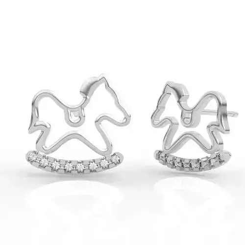 Sparkling Rocking Horse Stud Earrings 3D print model Sparkling Rocking Horse Stud Earrings 3D print model