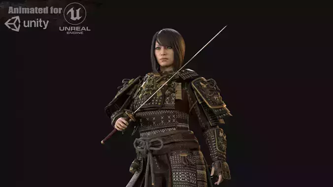 Samurai Girl2  Low-poly 3D model