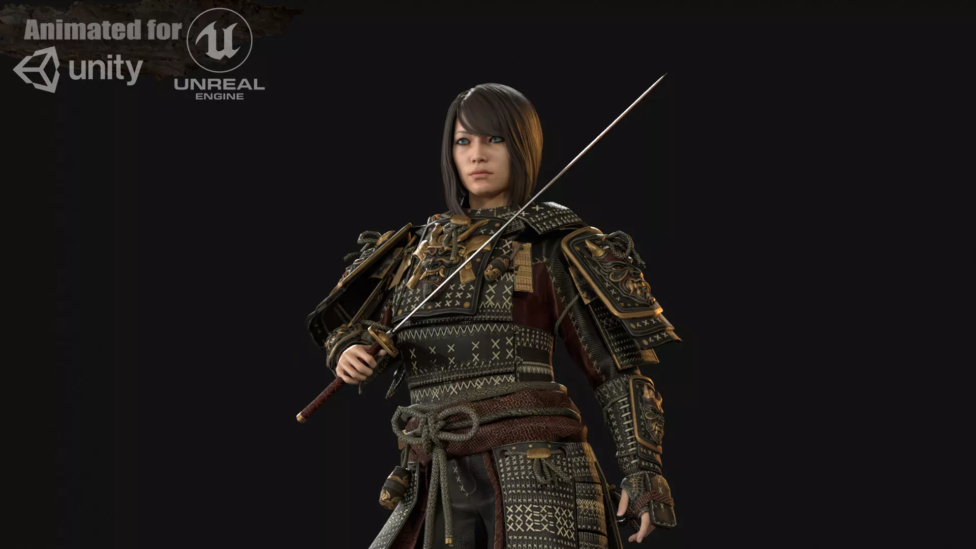 Samurai Girl2 Low-poly 3D model