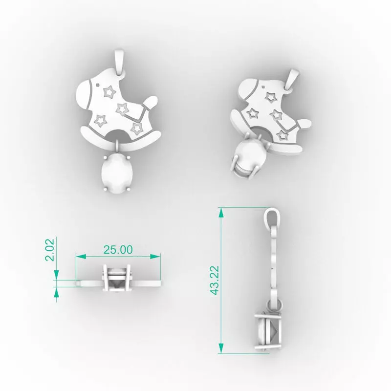 Exclusive Children Jewelry Rocking Horse Pendant 3D print model_4