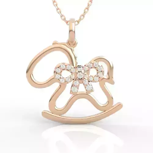 Timeless Baby Charm Rocking Horse Diamond Pendant