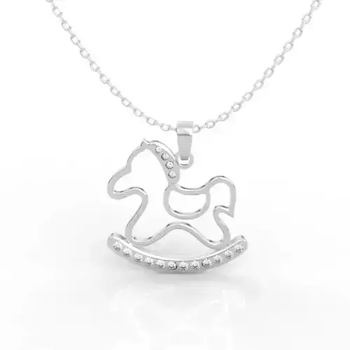Luxury Baby Diamond Rocking Horse Charm Model
