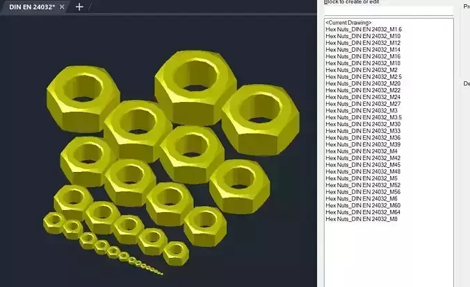  DIN EN 24032 Hex Nut DWG Library Metric M1point6 to M64