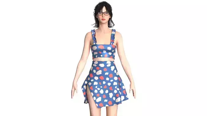 Girls Crop Top With Skirt V2