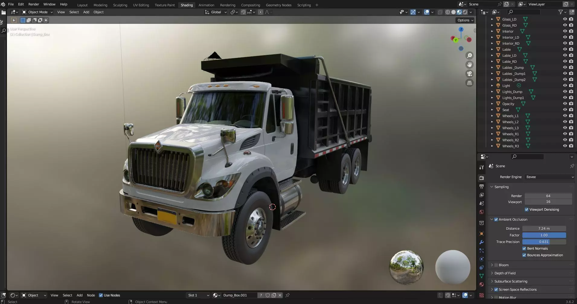 International workstar 7600 Dump Truck Low-poly 3D model_31