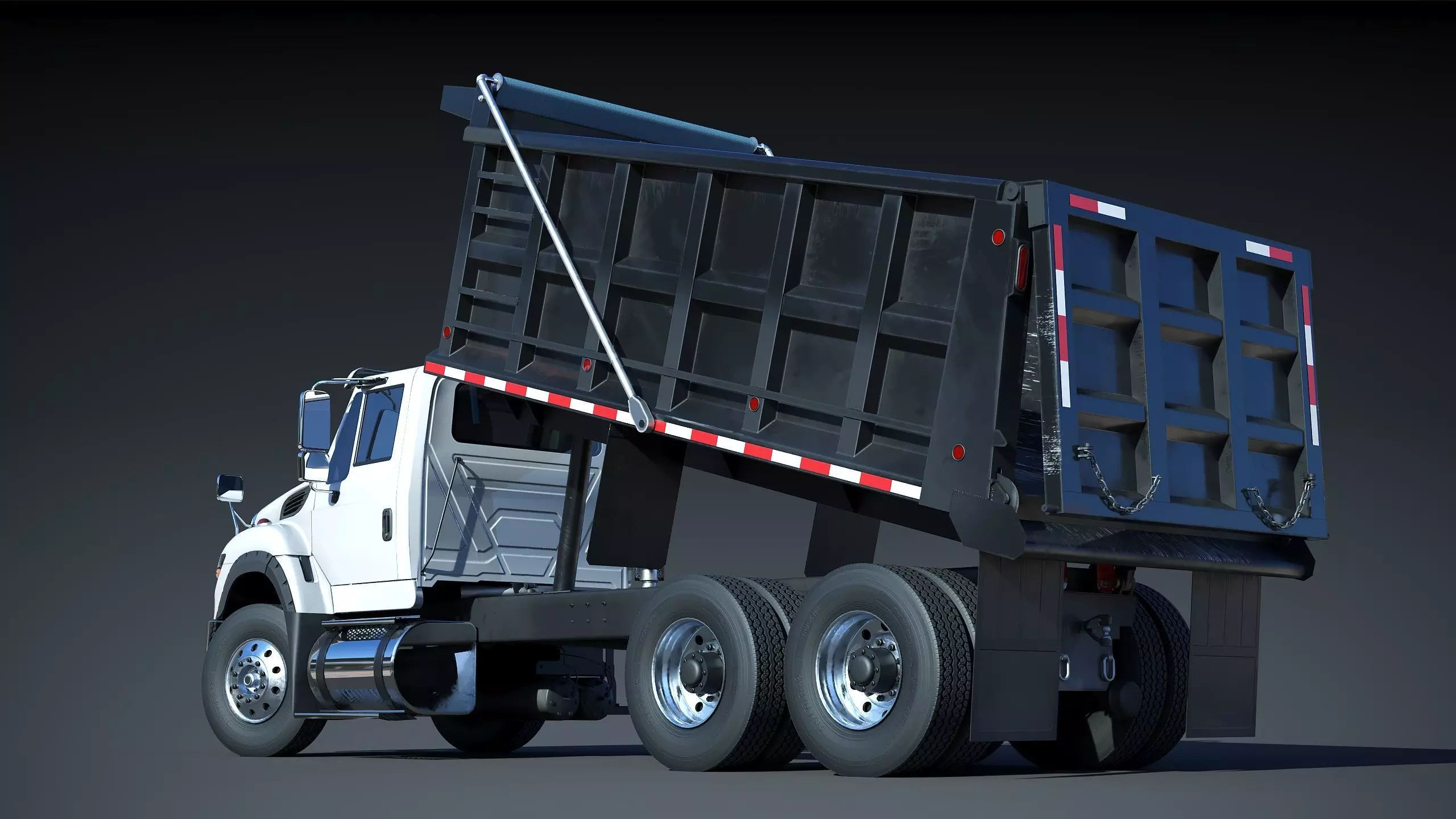 International workstar 7600 Dump Truck Low-poly 3D model_11