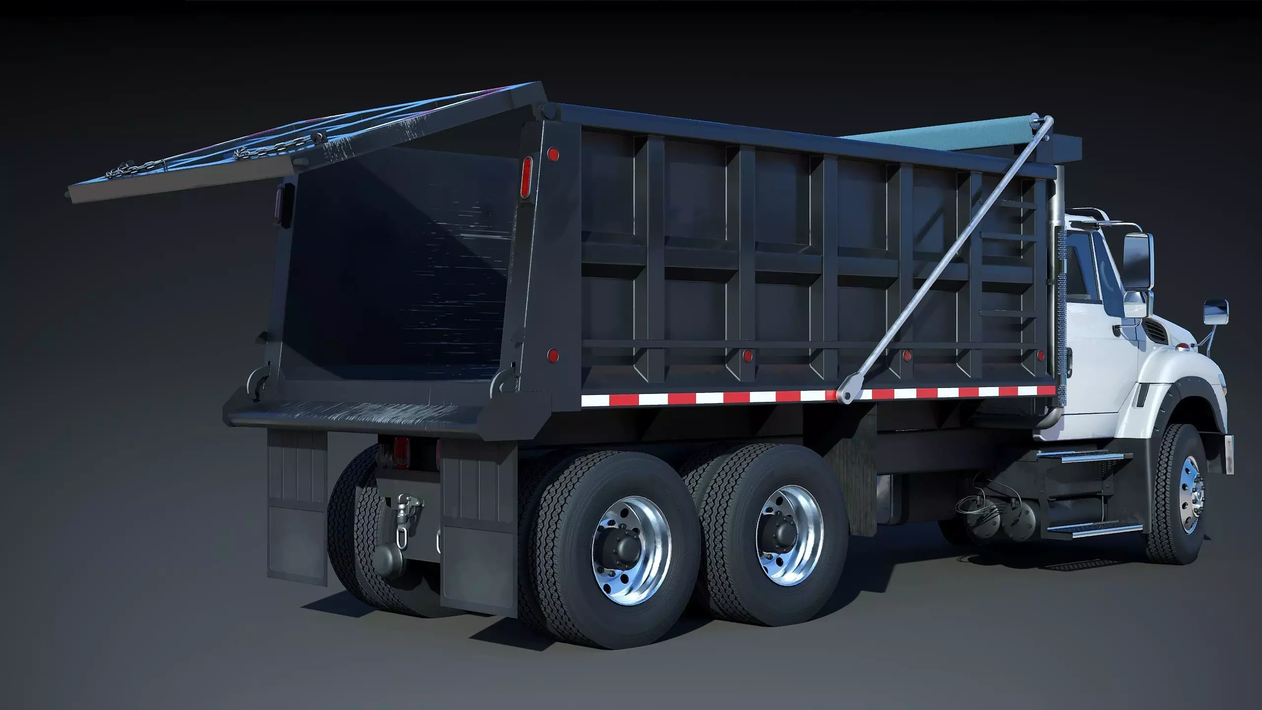 International workstar 7600 Dump Truck Low-poly 3D model_7